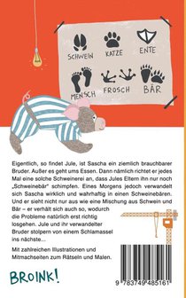Ein Schweinebar im Schlafanzug achterzijde