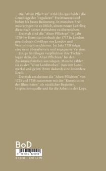 Die Alten Pflichten der Freimaurer achterzijde