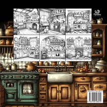 Vintage Cottage Kitchen Coloring Book for Adults achterzijde