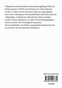 Grundlage der gesammten Wissenschaftslehre achterzijde