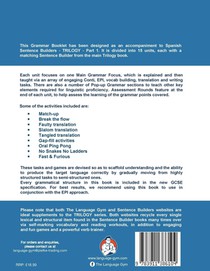 Spanish Sentence Builder TRILOGY - Part 1 Grammar Booklet achterzijde