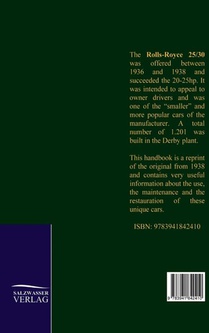 Handbook for 25-30 Rolls-Royce Car achterzijde