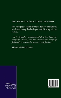 Service-Handbook Rolls-Royce Silver Dawn, Silver Wraith, Phantom IV and Bentley MK. VI, R-Type achterzijde