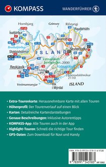 KOMPASS Wanderführer Island, 70 Touren mit Extra-Tourenkarte achterzijde