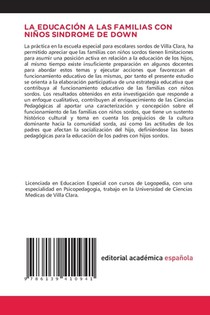 LA EDUCACIÓN A LAS FAMILIAS CON NIÑOS SINDROME DE DOWN achterzijde