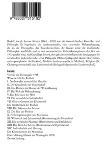Die Philosophie der Freiheit achterzijde