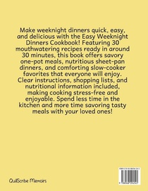 Easy Weeknight Dinners Cookbook achterzijde