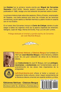 La Galatea de Cervantes, Coleccion La Critica Literaria Por El Celebre Critico Literario Juan Bautista Bergua, Ediciones Ibericas achterzijde