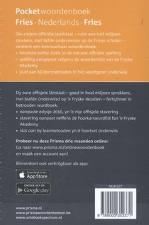 Prisma pocketwoordenboek Fries achterzijde