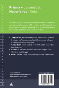 Prisma woordenboek Nederlands-Duits achterzijde
