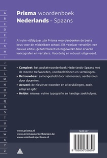 Prisma woordenboek Nederlands-Spaans achterzijde
