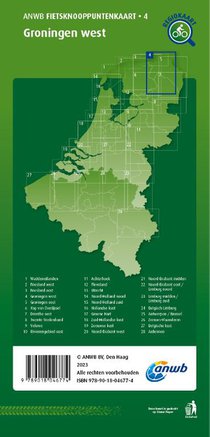 Fietsknooppuntenkaart Groningen west 1:100.000 achterkant