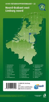 Fietsknooppuntenkaart Noord-Brabant oost, Limburg noord 1:100.000 achterkant
