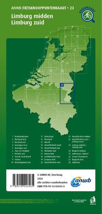 Fietsknooppuntenkaart Limburg midden, Limburg zuid 1:100.000 achterkant
