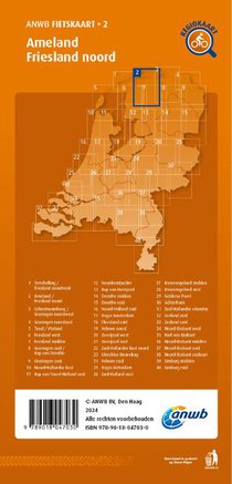 Fietskaart Ameland, Friesland noord 1:66.666 achterkant