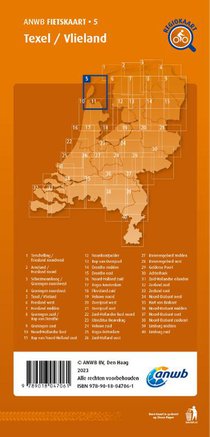 Fietskaart Texel, Vlieland 1:66.666 achterkant