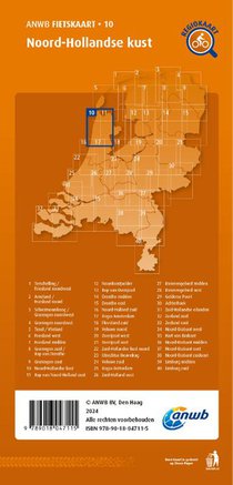 Fietskaart Noord-Hollandse kust 1:66.666 achterkant