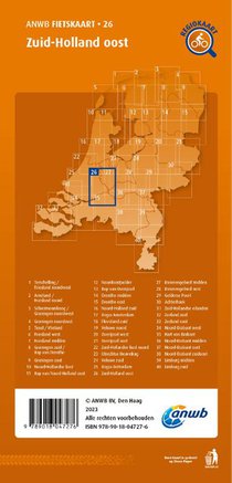 Fietskaart Zuid-Holland oost 1:66.666 achterkant