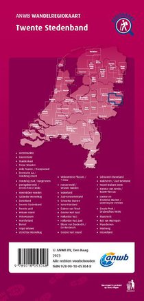 Wandelregiokaart Twente Stedenband / Enschede, Hengelo, Almelo achterkant