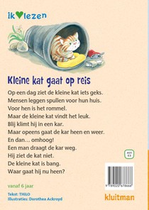 Kleine kat gaat op reis achterzijde