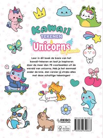 Kawaii tekenen unicorns & friends achterzijde