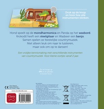Geluidenboek. Vrolijke muziekmakers spelen country achterzijde