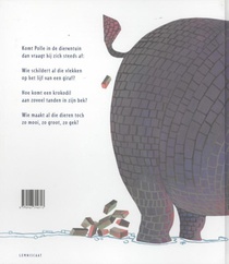 En hoe komt toch een olifant aan al die kilo's grijs? achterzijde