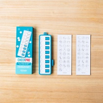 Checkpad blauw achterkant