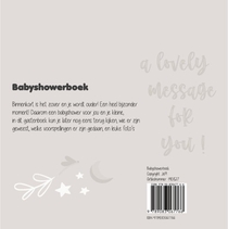 Babyshowerboek zand achterzijde