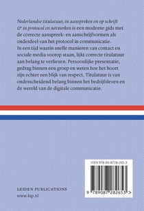 Nederlandse titulatuur achterzijde