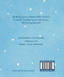 Robin in de sneeuw achterzijde