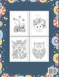 Mindful Coloring For Restless Kids. From 6 Years And Up. Cute Animals, Flowers And Fantasy Creatures in Easy And Fun Doodle Style. achterzijde