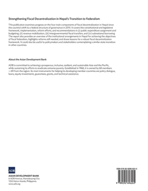 Strengthening Fiscal Decentralization in Nepal's Transition to Federalism achterzijde