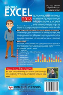 ADVANCE EXCEL 2016 TRAINING GUIDE achterzijde