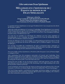 Mélanges en l’honneur de / Essays in honour of Dean Spielmann achterzijde