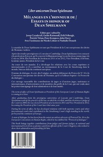 Mélanges en l’honneur de / Essays in honour of Dean Spielmann achterzijde