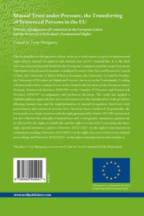 Mutual Trust under Pressure, the Transferring of Sentenced Persons in the EU achterzijde