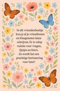 Bloemen en Vlinders Vriendenboekje achterzijde