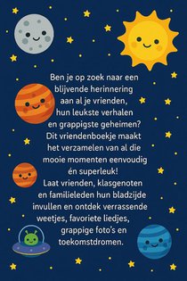 Ruimte & Planeten Vriendenboekje achterzijde