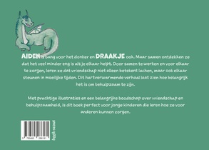 Het kleine, groene, donzige draakje achterzijde