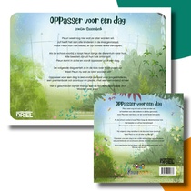 Oppasser voor een dag kamishibai vertelplaten + boek achterkant