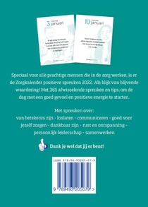 Zorgkalender positieve spreuken 2022 achterkant