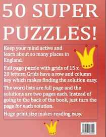 Huge Print England County Places Word Search achterzijde