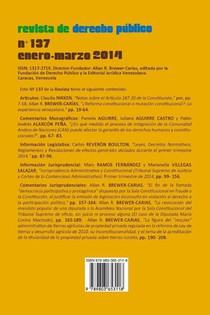 REVISTA DE DERECHO PUBLICO (Venezuela) No. 137, Enero - Marzo 2014 achterzijde
