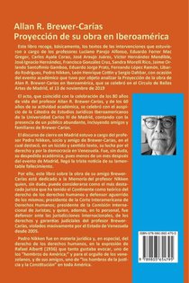 ALLAN R. BREWER-CARIAS. Proyeccion de su Obra en Iberoamerica achterzijde