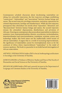 Decolonisation of Materialities or Materialisation of (Re-)Colonisation? achterzijde