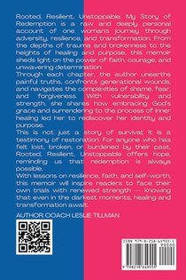 Rooted Resilient Unstoppable My Story of Redemption achterzijde