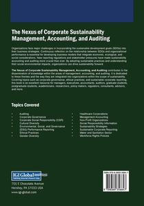 The Nexus of Corporate Sustainability Management, Accounting, and Auditing achterzijde