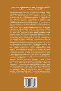 JURISPRUDENCIA Y DERECHO, MÉTODO Y CLIOMETRÍA. Análisis e investigación en Derecho III achterzijde