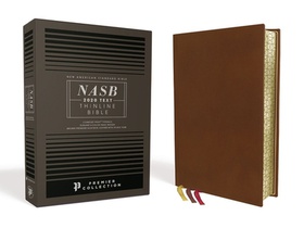 NASB, Thinline Bible, Premium Goatskin Leather, Brown, Premier Collection, Black Letter, Gauffered Edges, 2020 Text, Comfort Print voorzijde